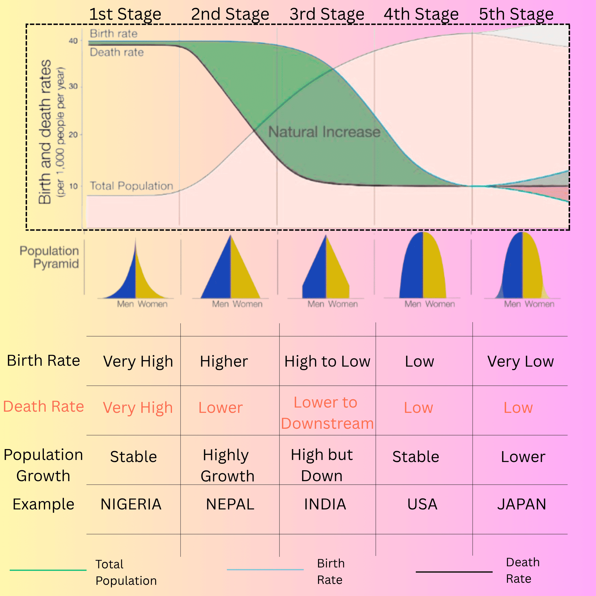 What Happened During Unique Demographic Transition Model